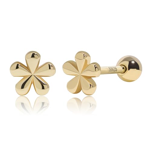Boucles doreilles à vis florales en argent 925, le cadeau idéal pour fille