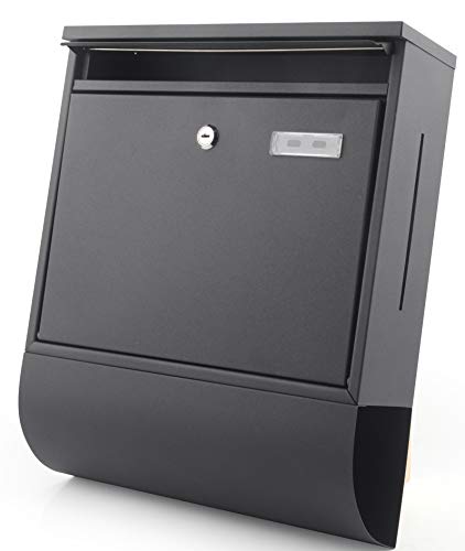 Preisvergleich Produktbild Briefkasten XXL scharz Jet-Line Inklusive Zeitungsrolle Sichtfenster A4