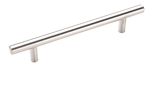Image of Amerock 5-1 /16 inch Bar Pulls Stainless Steel Drawer Pull | 5-1 /16 inch (128mm) Center-to-Center Mounting Distance and 7-3 /8 inch Overall Length, Durable Stainless Steel Cabinet Hardware