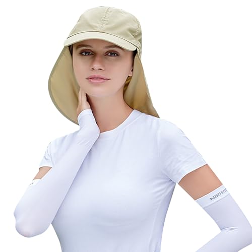 TYXHXTF Waterproof Baseball Cap Mens with Neck Flap, Outdoor Brim Sun Legionnaires Hat, UV Protection Sun Hats Women, Sun Safe Bush Cap Gents and Long Neck Cover Hiking Breathable Adjustable