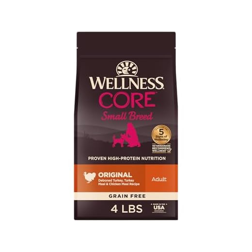 Wellness CORE Small Breed Adult Dry Dog Food, Grain Free Kibble, Natural, High Protein, Turkey and Chicken Recipe, 4 lb Bag