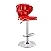 Stołek na krzesło barowe, stołki barowe o wysokości blatu nowoczesne PU regulowane stołki barowe z oparciem, wysokość blatu stołek obrotowy, chromowany podnóżek i podstawa obrotowe stołki barowe, 3 kolory, 63-83 cm (kolor: Czerwony)
