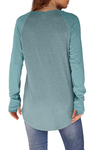 Image of XIEERDUO Womens Tunic Tops to Wear with Leggings Long Sleeve Thumb Hole Shirts Crew Neck Curved Hem