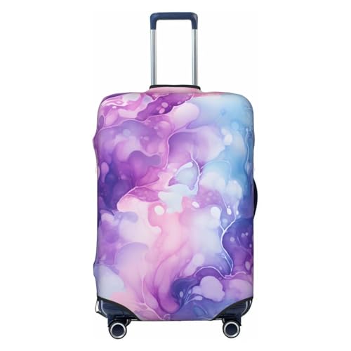 Blue Purple Watercolor Print Travel Luggage Cover for Suitcase Anti-Scratch Fashion Suitcase Protector Washable Elastic Baggage Covers Fits 22-24 Inch Luggage for Travel Beach Holiday