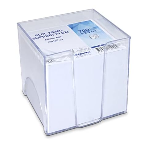 WAYTEX 931150 Memo Pad with 700 Notes White 9 x 9 cm with Clear Plastic Backing Cover