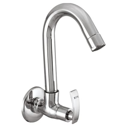 Zoie Z28012 Sink Tap with Swivel Spout Viva Series with Free Wall Flange & Teflon Tape (Chrome Finish)