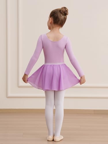 Image of WEGETIT Leotards for Girls Long Sleeve Ballet Dress Toddler Dance Leotard with Skirt Kids Gymnastics Outfits Tutu Dress