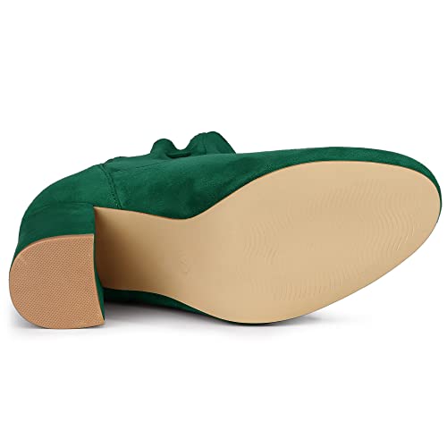 Allegra K Women's Lace Up Drawstring Block Heel Green Ankle Boots 6 M US