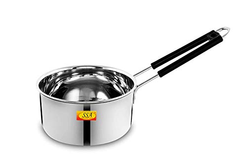 Image of Shiv Shakti Arts Stainless Steel Heavy 18 Gauge Sauce Pan, Milk Pan | Tea Pan, Induction & Gas Compatiable - 1.25 Liter, 16 cm - Length