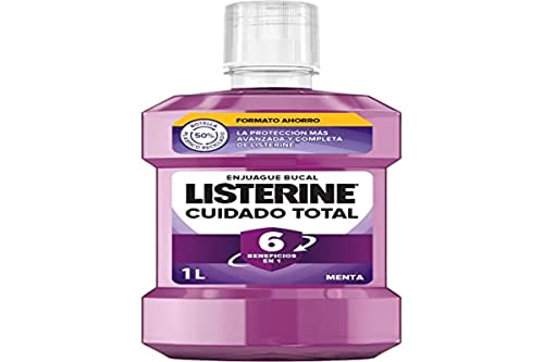Listerine Cuidado Total (1 x 1 L), enjuague bucal formato ahorro, colutorio encías con6 beneficios en 1, elixir bucal con 12 h de protección, para unos dientes blancos