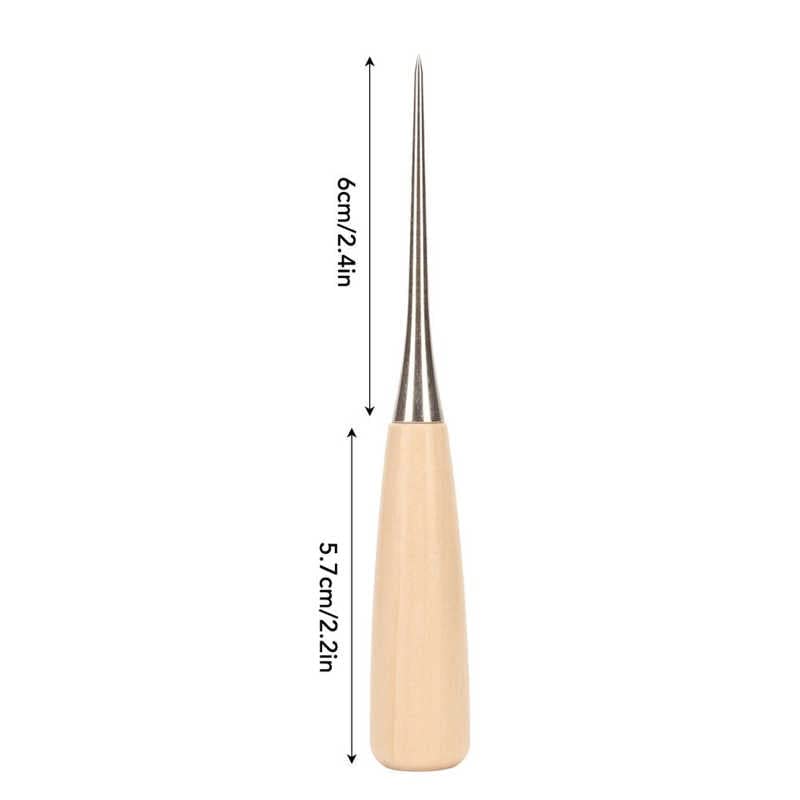 Wooden Handle Awl Labor Saving Multipurpose High Strength Awl Tool Stainless Steel Portable with Case Guard for DIY Sewing for