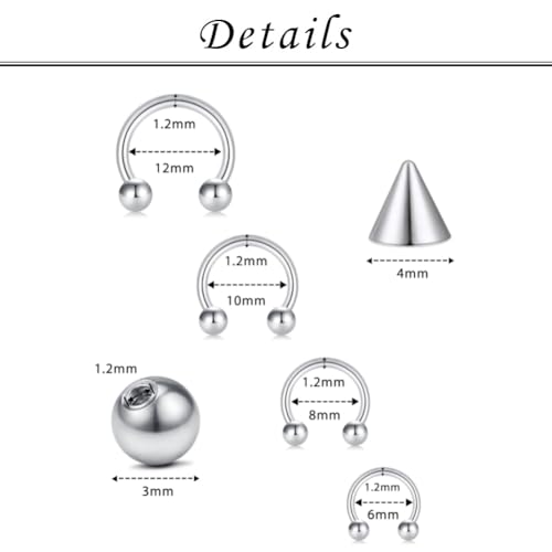 TOKRING 16G Septum Nose Rings Stainless Steel Hinged Seamless Nose Hoop Ring Horseshoe Piercing Jewelry Captive Bead Ring Helix Daith Tragus Cartilage Earrings for Women Men2