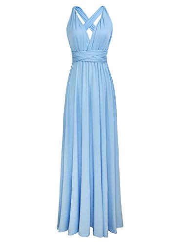 PERSUN Women's Convertible Multi Way Wrap Maxi Dress Long Party Grecian Dresses Cornflower Blue