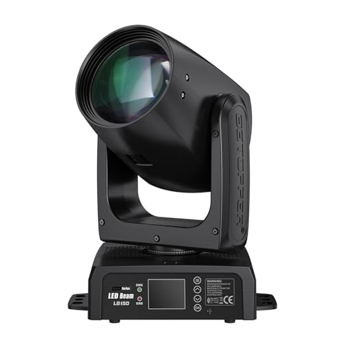 BETOPPER 150W Teste Mobile Luci Discoteca LED RGBW Beam 12 GOBO 12 Colori 1 Prisma DMX Controllo Sonoro Luci Sceniche per DJ, Festa, Bar, Matrimonio, Illuminazione da Palco, 1 Pezzo