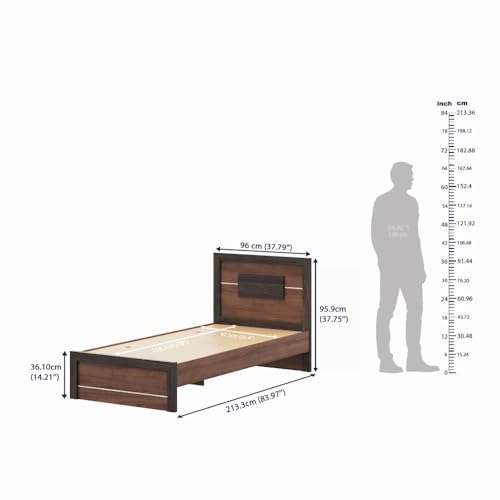 Image of Wakefit Bed | 3 Yr Warranty | Single Size Bed, Non-Storage, Sturdy Construction, Density: 680-750 kg /m, Termite & Borer Resistant, Fits Mattresses Up to 8 inches (Nyra 78 x 36 - Columbian Walnut)