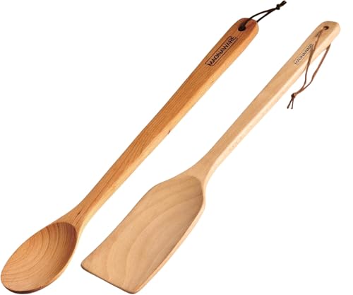 Opiniones de Espátulas, paletas y cucharas de cocina más recomendados. 43 Cuchara de madera extra larga – Paleta de remoción resistente de 18 pulgadas para cocinar en ollas grandes y decoración de pared, para cocinar cajún, cerveza, mezclar,...
