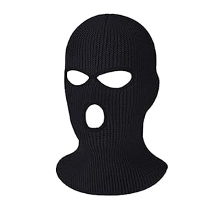 ELizoop Winter Knitted Balaclava 3 Hole Full Face Mask Ski Cycling Outdoor Sport (Black), One Size-Medium