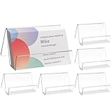 WATMTIN 6 Pcs Acrylic Business Card Holder for Desk, Desktop Business Card Stand, Clear Name Cards Display Holder for Exhibition Accessories Home Office, Capacity: 50 Cards