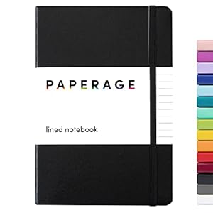 PAPERAGE Lined Journal Notebook, (Black), 160 Pages, Medium 5.7 inches x 8 inches – 100 GSM Thick Paper, Hardcover