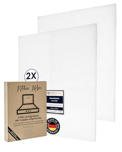 Kitchen Helpis® Filtro cappa aspirante cucina, 2 pezzi, da 57x47x1 cm, universale, antigrasso ricambi per cappe