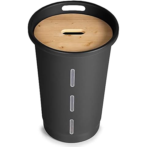 Ondis24 Pelletbehälter Aufbewahrungsbehälter für Pellets mit Deckel aus Holz und praktischem Sichtfenster Cover