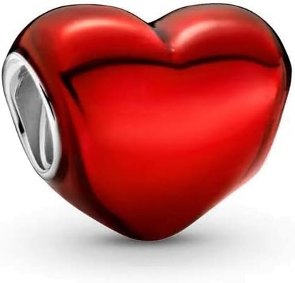 LkwidiMetallic Red Heart Charm 925 Sterling Silver Pendant,Girl Jewelry Beads Gifts for Women Bracelet&Necklace A0079, Silver, Cubic Zirconia