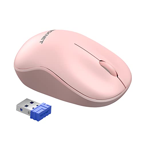 TECKNET Silent Wireless Mouse for Laptop 2.4GHz Portable Computer Mouse Wireless with USB Mini Receiver 18-Month Battery Life 5-Level Adjustable 3200 DPI Ambidextrous Design for PC Mac Laptop