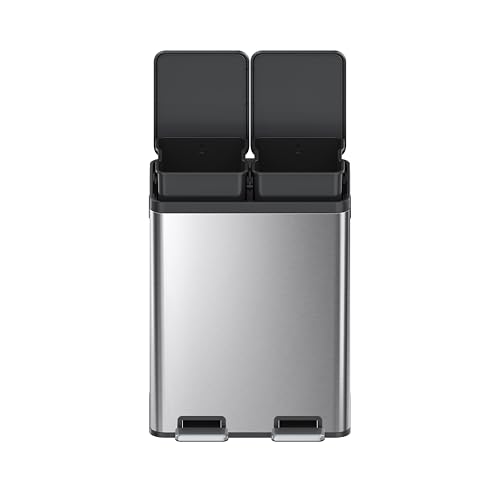 Miniatura 12 de Eko Cubo De Basura Cocina Reciclaje 30l 30l Con Doble Pedal Papelera Acero Inoxidable Antihuella Con Tapa De Resina Elegante Cubos Separados Para Reciclaje Y Basura Diseño Compacto