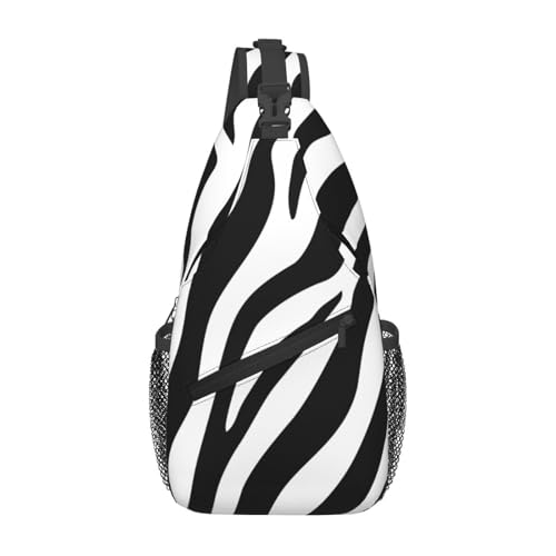 Bolso bandolera con textura cebra negra ajustable para mujer y hombre miniatura 1