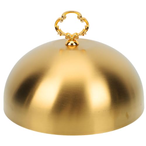 BESPORTBLE Edelstahl Tellerglocke 30cm - Hochwertige Speiseglocke Für Teppanyaki - Burger Und Pizza Warmhalteglocke in Elegantem Gold Perfekte Abdeckung Für Ihr Steak Und Mehr