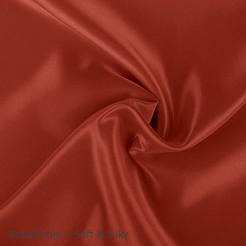 ShopBedding Satin Pillowcase with Zipper, for Hair and Skin Care, Feels Soft and Cool Like a Silk Pillowcase, Satin Pillow Cases 2 Pack, Slik Pillow Cover, Rust - King Size, Set of 2 - Blissford - Thumbnail 4