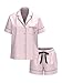 Victoria's Secret Flannel Pajama Set, Short Sleeve Shirt and Shorts, Pajamas for Women, Pink Iconic Stripe, M