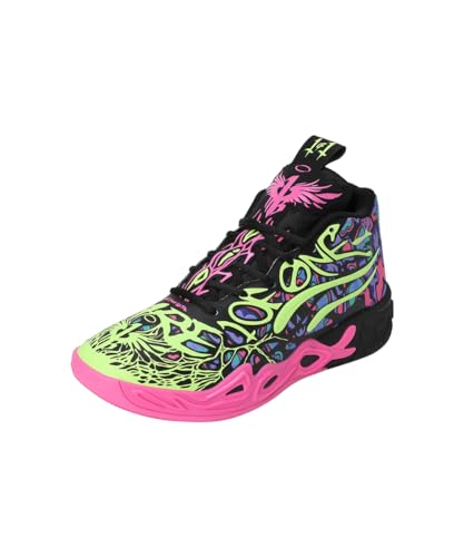 Puma Chaussures de basket-ball unisexe pour adulte Mb.04 Heem, Noir-Rose Lumineux-Citron électrique, 47 EU