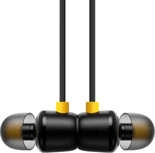Image of Original Tangle-Free Buds 3 Wired Earphones Type C Compatible with Realme Buds 3 Wired Tangle Free in Ear Earphones with Mic (Black) - with HD Mic KJ973