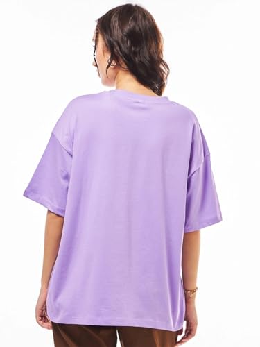 Image of Bewakoof Women's Cotton Oversized Fit Half Sleeve Round Neck T-Shirt | Casual wear | Streetwear | Oversized Tshirt for Woman Cotton| Baggy