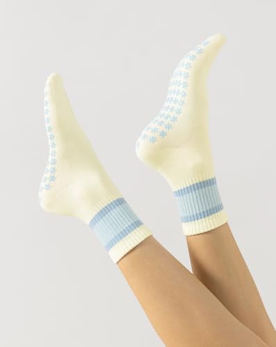 Image of Yawlsow Pilates Grip Socks for Women Yoga Grippy Socks Cute Barre Non Skid Athletic Crew Sticky Sock Workout Hospital