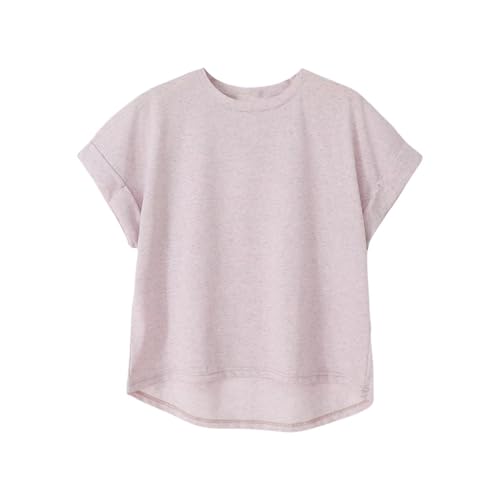 Image of Women's Basic T Shirt Round Neck Short Sleeve Curved Hem Casual Tunic Tops