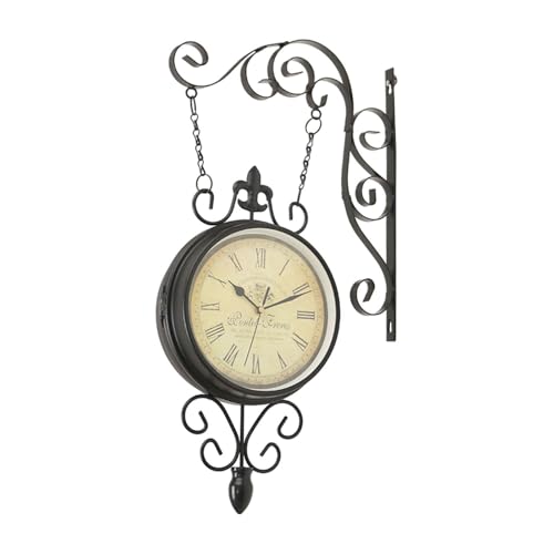 Horloge murale double face noire rotative à 360°