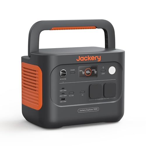 Jackery Explorer 1000 v2 Tragbare Powerstation,1070Wh LiFePO4 Solargenerator,1500W AC/100W USB-C Ausgang, 1 Std. Schnellladung, LFP Powerstation für Outdoor Camping, Wohnmobil, Notfall