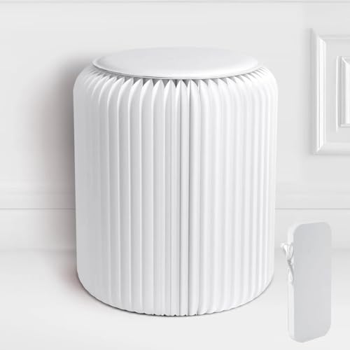 折りたたみ ペーパースツール 丸椅子 軽量ポータブル 家具フットスツール 耐荷重300kg 撥水 ハニカム構造 クッション付き 玄関/リビング/店舗/車/屋外用,白, 37*32cm