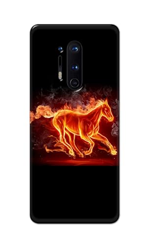 Image of PRINTFIDAA Printed Hard Back Cover Case for OnePlus 8 Pro Back Cover (Fiery Horse) -112