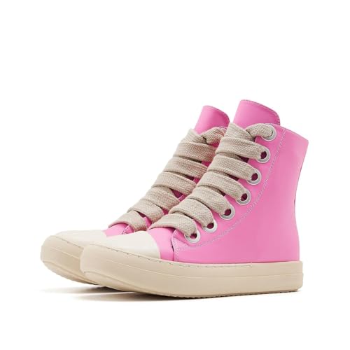 Image of Womens High Top Sneakers Jumbo Lace-up Platform Comfort Trainers Thick Soles Walking Casual Shoes