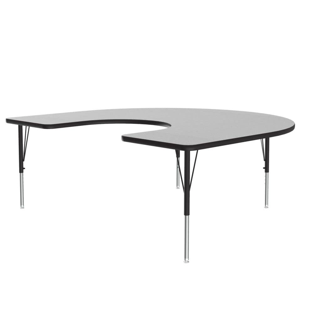 Correll 60x66 Horseshoe EconoLine Classroom Activity Table, Gray Granite Melamine Top, Height Adjustable (19"-29") School Furniture, Made in The USA