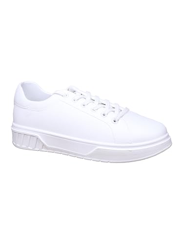 Impakto Men's Sneakers | Lightweight & Washable Casual Shoes | Comfortable Lace-Up Shoes, Office & Travel | Soft Cushioned Insole & Slip Resistant White