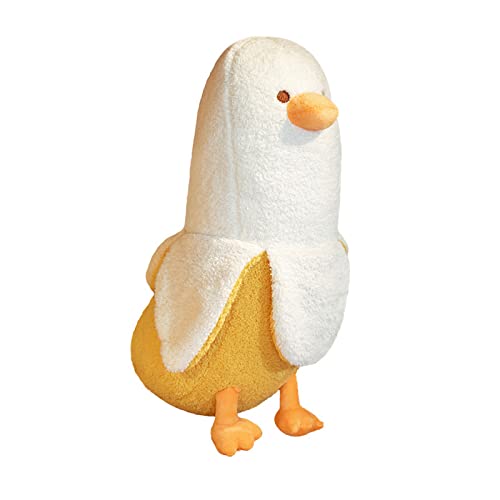 Image of PEACH CAT Banana Duck Plush Toy Cute Plushie Hugging Plush Pillow Duck Stuffed Animal for Girls and Boys White 19.7"
