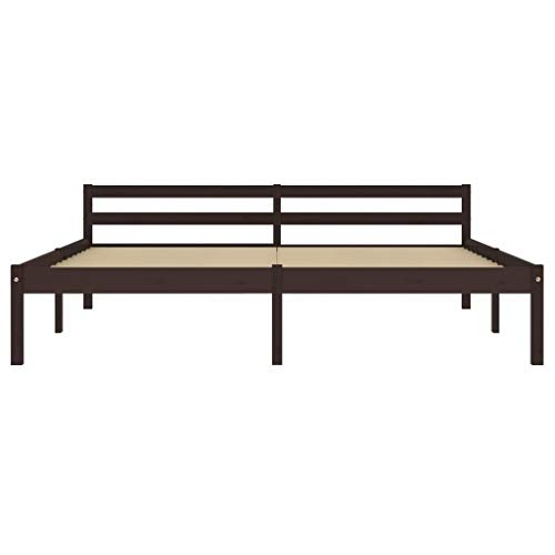 Bedframe massief grenenhout donkerbruin 160x200 cm - Afbeelding 4