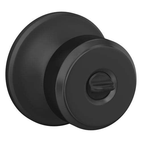 Image of Schlage F51A BWE 622 COH Bowery Door Knob with Cohen Trim, Keyed Entry Lock, Matte Black