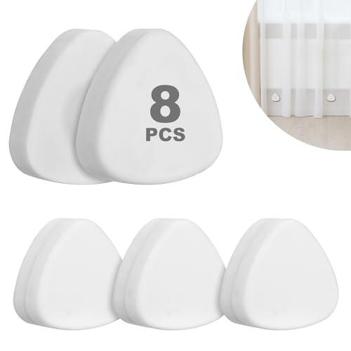 8 Packs Shower Curtain Weights,Rubber Covered Rustproof Heavy Shower Curtain Magnets, Strong Magnetic Weights for Shower Curtain Bottom,Tablecloth, Flag,Outdoor Curtain,Drapery (White 4 Pairs)