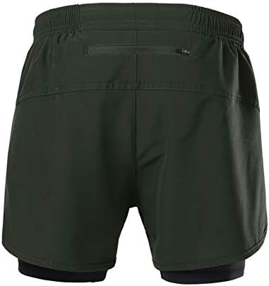 Lixada Men's 2-in-1 Running Shorts Quick Drying Breathable Active Training Jogging Cycling Longer Liner Reflective Elements