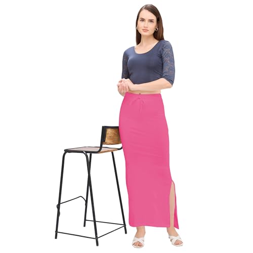 Image of DESI GIRL Cotton Lycra Stretchable Saree Shapewear Petticoat with Drawstring for Women | Fishcut Saree Petticoat with Side Slit for Easy Movement | Saree Shaper | Long inskirt